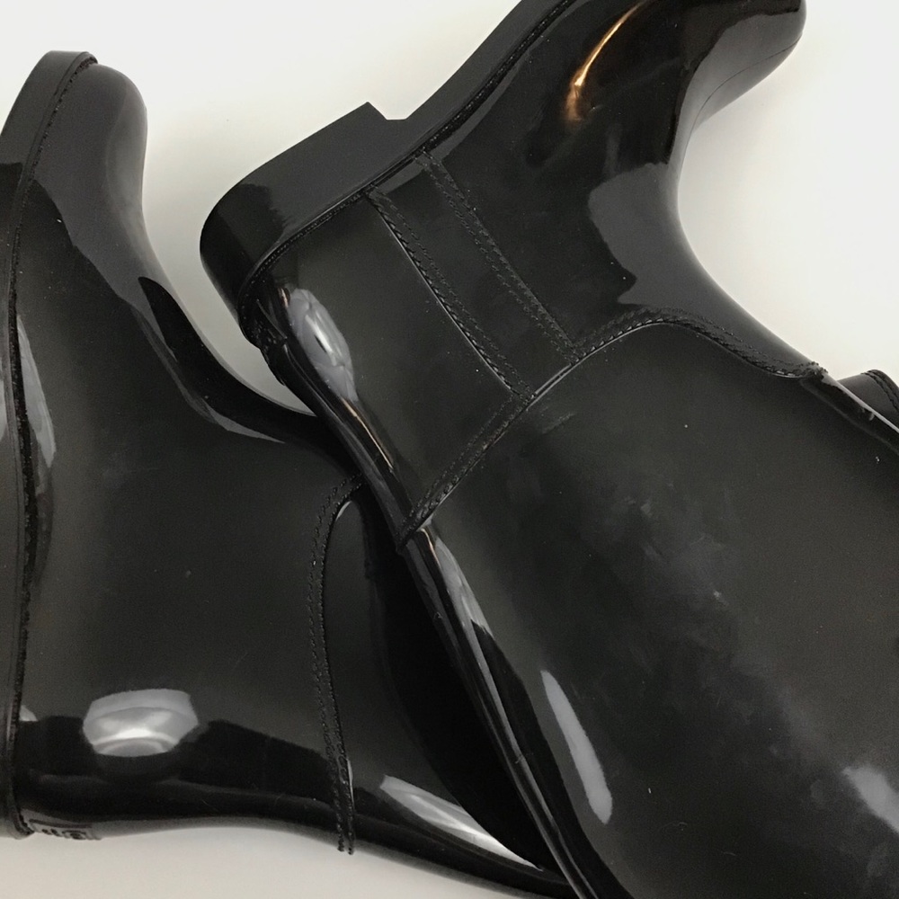 Coach Talia Black Strappy Tall Rain Boots Womens 6 - Picture 6 of 8